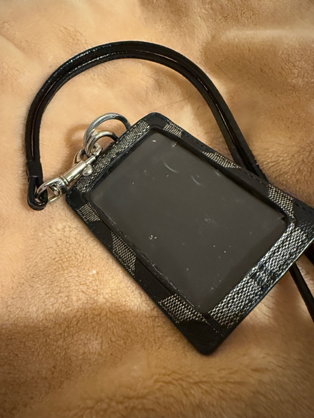 Coach Black & Gray Signature Lanyard Card Holder - Picture 2 of 4